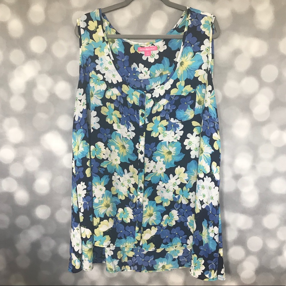 Woman Within Floral Button Down Tank